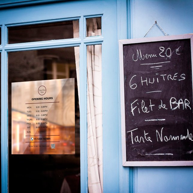 Autocollant Pour Fenêtre Personalized Opening Hours Window Cling (Créateur téléchargé)