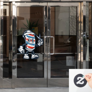 Autocollant Pour Fenêtre Personnage de poteau de barbier de dessin animé de