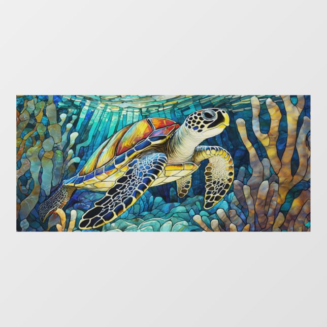 Autocollant Pour Fenêtre Personnalisé V2 Tortue de mer tropicale Art en ver (Feuille)