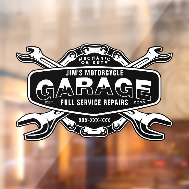 Autocollant Pour Fenêtre Personnaliser Auto Motorcycle Mechanic Shop (Feuille 2)