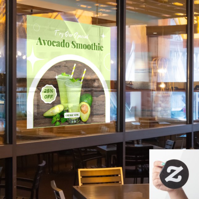 Autocollant Pour Fenêtre Personnaliser Avocado Smoothie Shop Promo % off (Fenêtre du restaurant)