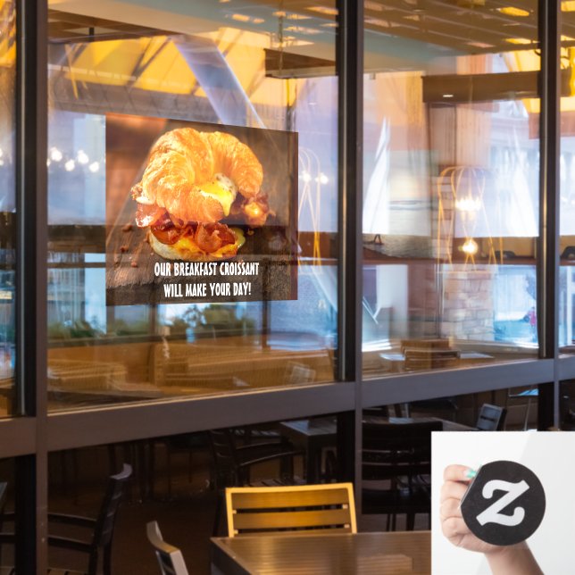 Autocollant Pour Fenêtre Personnaliser Bacon Egg Fromage Croissant Restaura (Fenêtre du restaurant)