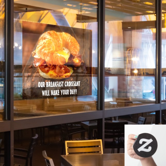 Autocollant Pour Fenêtre Personnaliser Bacon Egg Fromage Croissant Restaura (Fenêtre du restaurant)