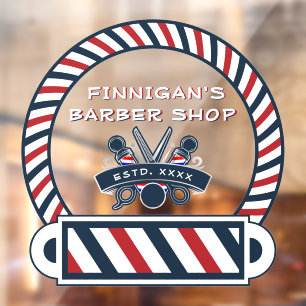 Autocollant Pour Fenêtre Personnaliser Barber Shop Pole Couleurs avant
