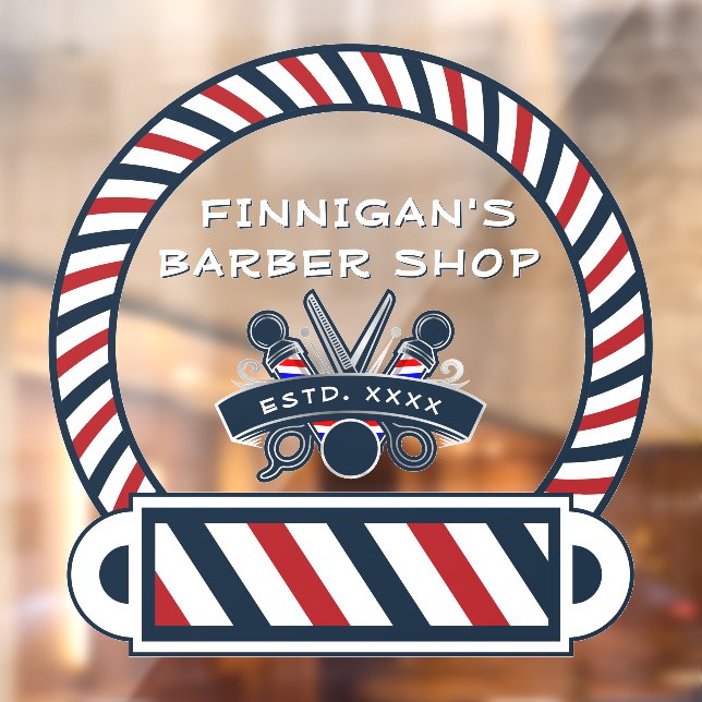 Autocollant Pour Fenêtre Personnaliser Barber Shop Pole Couleurs avant (Feuille 2)