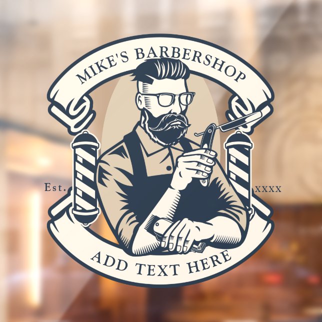 Autocollant Pour Fenêtre Personnaliser Barbershop Business Front (Feuille 2)