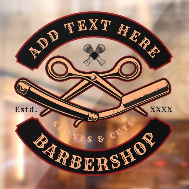 Autocollant Pour Fenêtre Personnaliser Barbershop Business Front (Feuille 2)