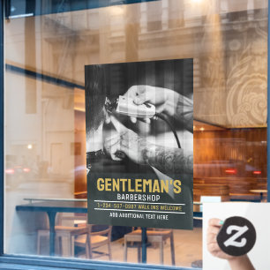 Autocollant Pour Fenêtre Personnaliser Barbershop moderne Découpe noir et b