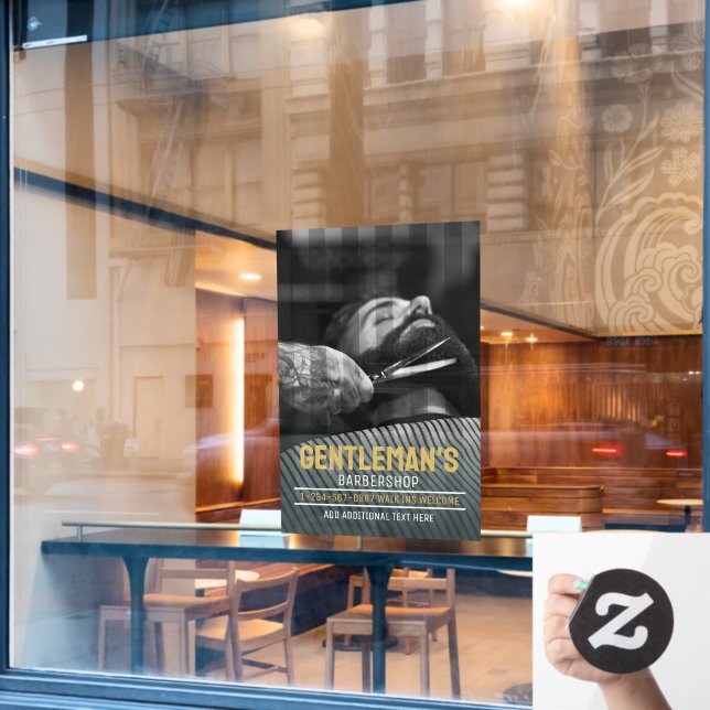 Autocollant Pour Fenêtre Personnaliser Barbershop Moderne Homme Porté Graph (Fenêtre de café)