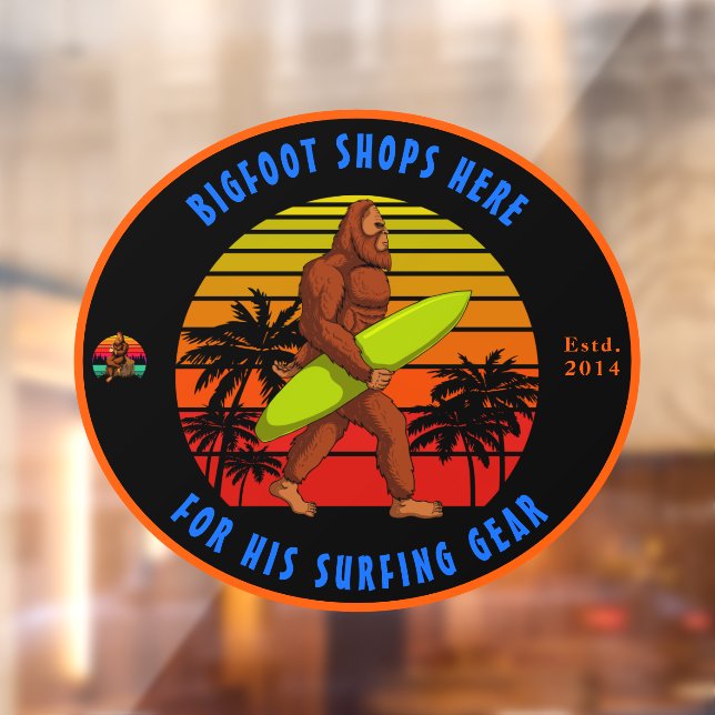 Autocollant Pour Fenêtre Personnaliser Bigfoot Surf Sporting Goods Shop (Feuille 2)