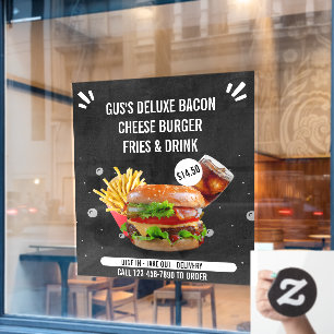Autocollant Pour Fenêtre Personnaliser Burger Deluxe Frites Boisson Restaur