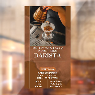 Autocollant Pour Fenêtre Personnaliser Café Boutique Location Baristas Aide