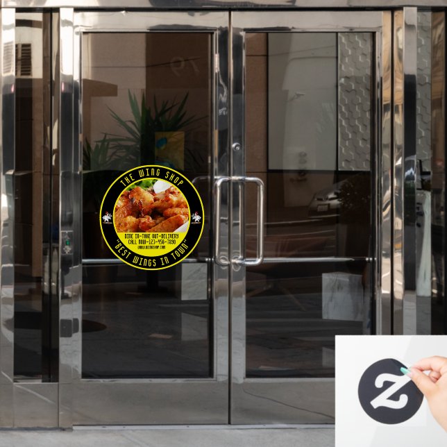 Autocollant Pour Fenêtre Personnaliser Chicken Wing Restaurant Large Front  (Porte de bureau)