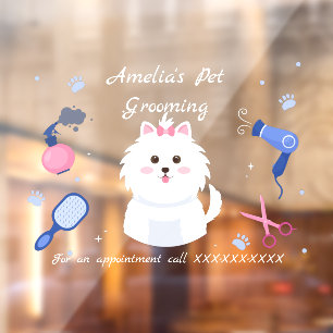 Autocollant Pour Fenêtre Personnaliser Chien Animaux de Compagnie Boutique