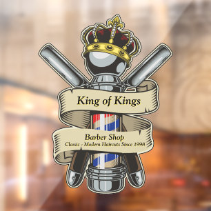 Autocollant Pour Fenêtre Personnaliser Couronne Royale De Roi Salon De Coif
