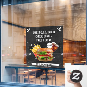 Autocollant Pour Fenêtre Personnaliser Deluxe Burger Fries Drink Restaurant