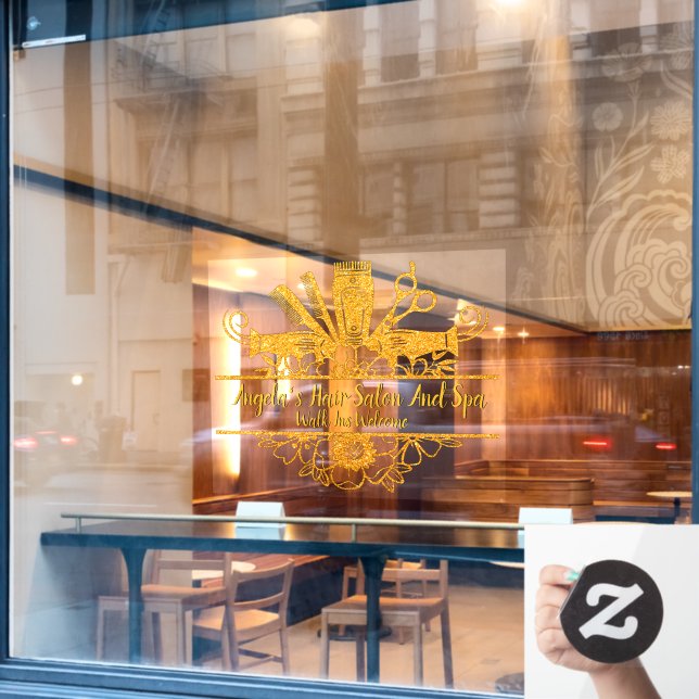 Autocollant Pour Fenêtre Personnaliser Faux Gold Parties scintillant Coiffe (Fenêtre de café)