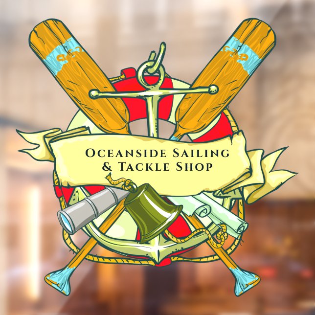 Autocollant Pour Fenêtre Personnaliser Générique Ancre Oars Thème Nautique (Feuille 2)