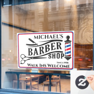 Autocollant Pour Fenêtre Personnaliser Générique Barber Shop Pole Business