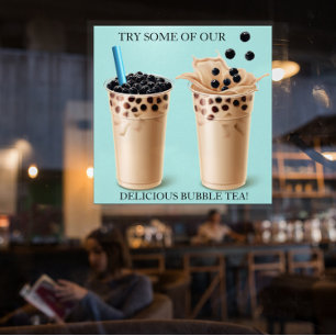 Autocollant Pour Fenêtre Personnaliser Grand Boba Bubble Tea Donut Shop