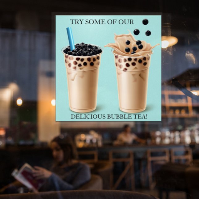 Autocollant Pour Fenêtre Personnaliser Grand Boba Bubble Tea Donut Shop (Créateur téléchargé)