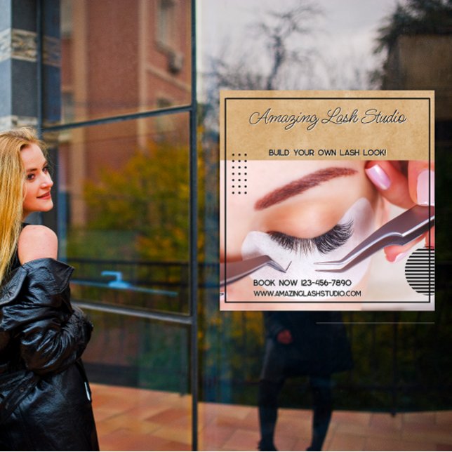 Autocollant Pour Fenêtre Personnaliser Grand Studio de Cils Entreprise  (Créateur téléchargé)