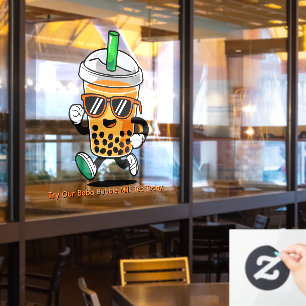 Autocollant Pour Fenêtre Personnaliser Happy Bubble Tea Boba Cartoon 3