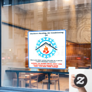 Autocollant Pour Fenêtre Personnaliser HVAC Company Furnace AC Unit Advert 