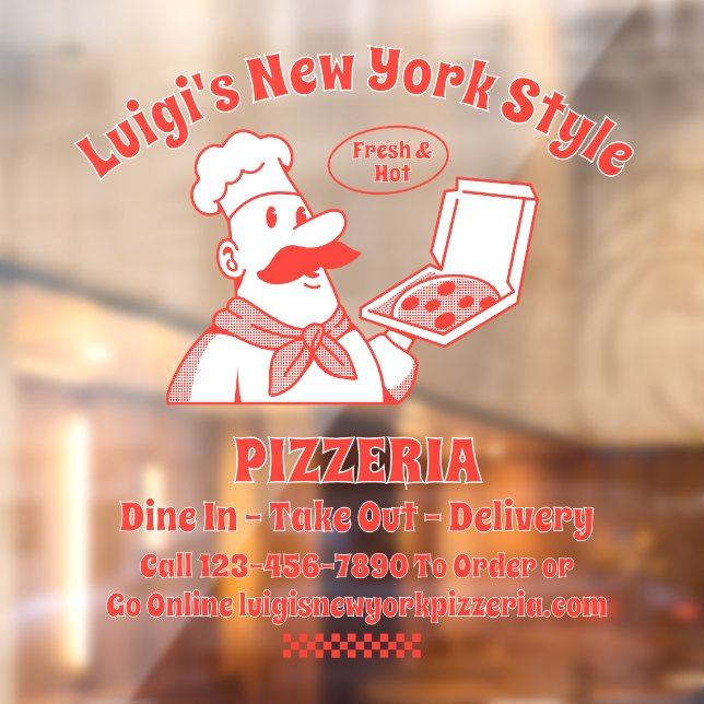 Autocollant Pour Fenêtre Personnaliser la devanture d'un restaurant de pizz (Feuille 2)
