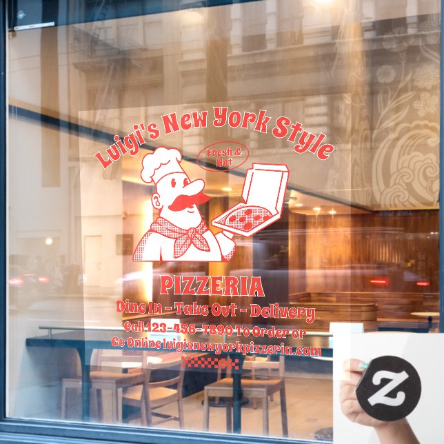 Autocollant Pour Fenêtre Personnaliser la devanture d'un restaurant de pizz (Fenêtre de café)