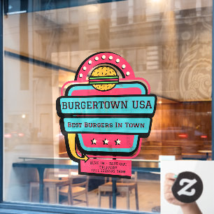 Autocollant Pour Fenêtre Personnaliser la façade du restaurant de burgers r