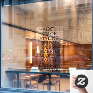 Autocollant Pour Fenêtre Personnaliser la grande liste de services de salon