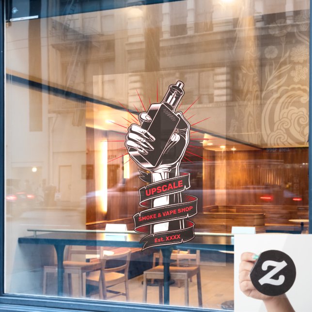 Autocollant Pour Fenêtre Personnaliser la petite entreprise de fumée et de  (Fenêtre de café)