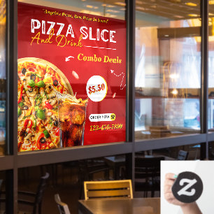 Autocollant Pour Fenêtre Personnaliser la promotion de tranche de pizza et