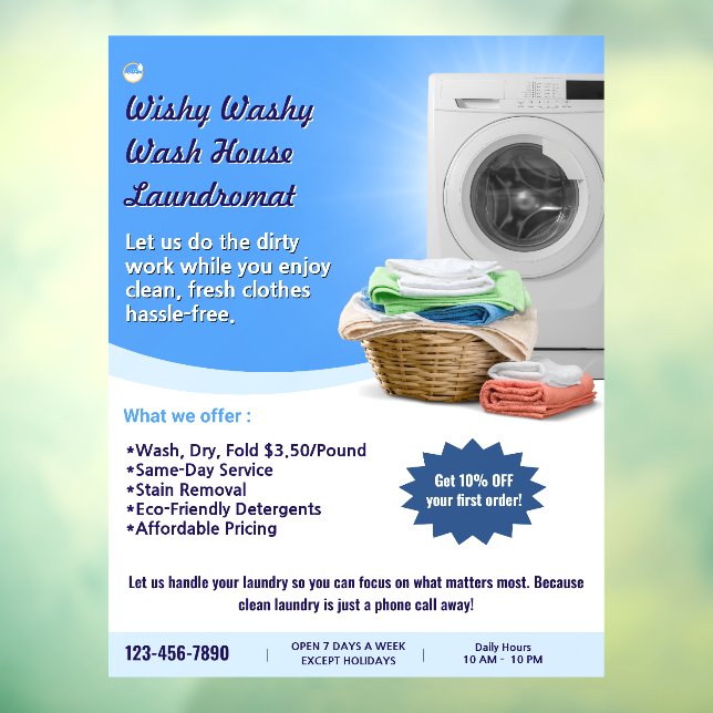 Autocollant Pour Fenêtre Personnaliser Lave-linge Service de blanchisserie  (Feuille 3)