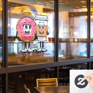 Autocollant Pour Fenêtre Personnaliser le café et les donuts Meilleures ami