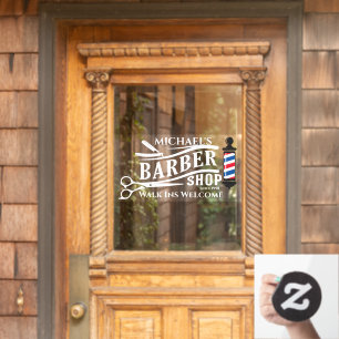 Autocollant Pour Fenêtre Personnaliser l'enseigne de magasin de barbier gén