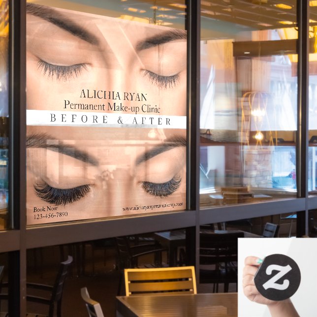 Autocollant Pour Fenêtre Personnaliser les extensions de cils Perm Maquilla (Fenêtre du restaurant)