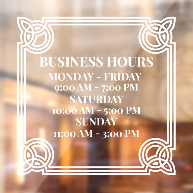 Autocollant Pour Fenêtre Personnaliser les heures d'ouverture de l'entrepri (Feuille 2)