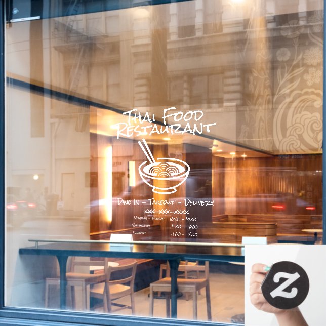 Autocollant Pour Fenêtre Personnaliser les informations d'entreprise de res (Fenêtre de café)