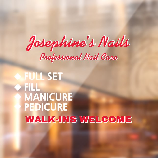 Autocollant Pour Fenêtre Personnaliser les services d'un salon de manucure  (Feuille 2)