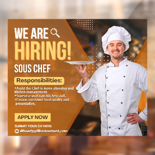 Autocollant Pour Fenêtre Personnaliser Maintenant Embauche Sous-Chef Restau