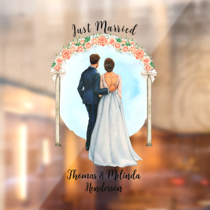 Autocollant Pour Fenêtre Personnaliser Mariée Groom Alter Roses Juste Marié