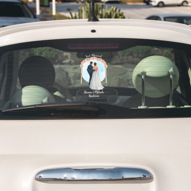 Autocollant Pour Fenêtre Personnaliser Mariée Groom Alter Roses Juste Marié (Créateur téléchargé)