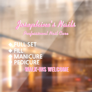 Autocollant Pour Fenêtre Personnaliser Nail Salon Services Walk Ins Bienven