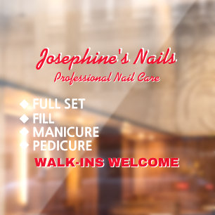 Autocollant Pour Fenêtre Personnaliser Nail Salon Services Walk Ins Bienven