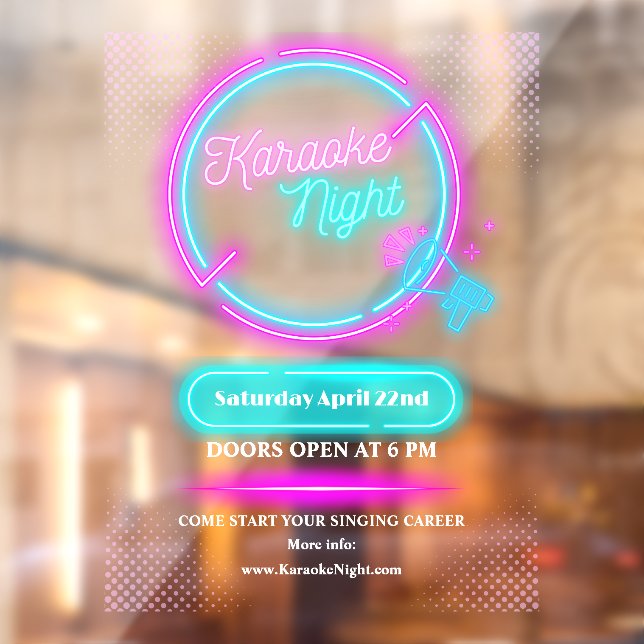 Autocollant Pour Fenêtre Personnaliser Neon Karaoke Nuit Grande (Feuille 2)