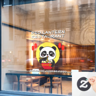 Autocollant Pour Fenêtre Personnaliser Nouilles à l'Ours Panda Restaurant C