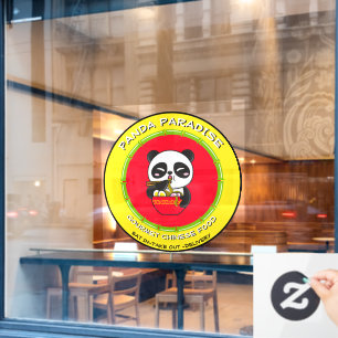 Autocollant Pour Fenêtre Personnaliser Panda Bear Noodles Restaurant chinoi