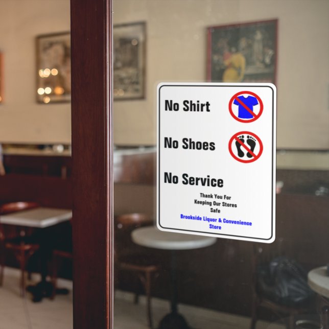 Autocollant Pour Fenêtre Personnaliser Pas De Chemise Pas De Chaussures Pas (Créateur téléchargé)